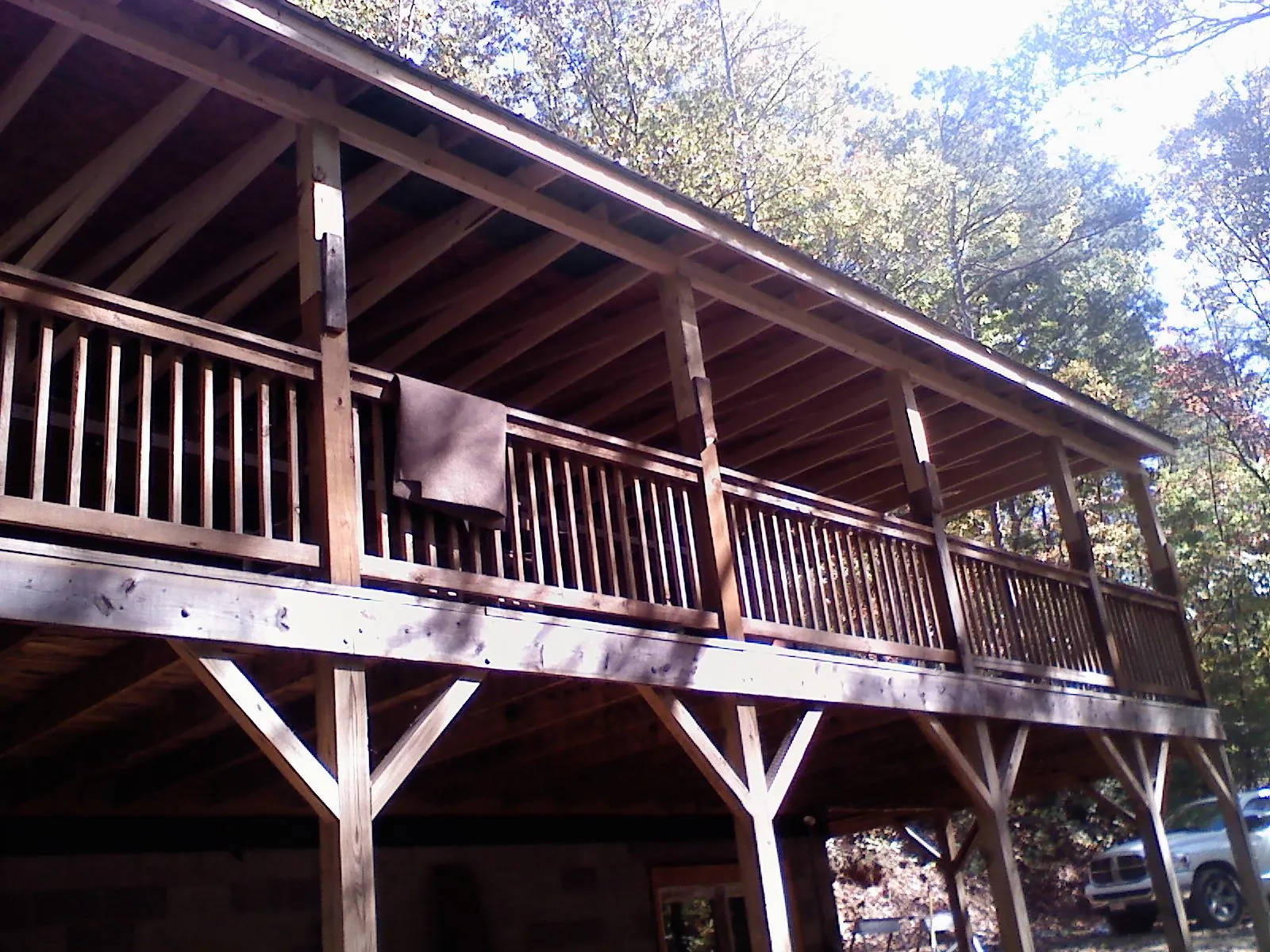 Timber framing under a new elevated porch and deck — Roof Leak Repair in South Elgin by Roofing Brothers